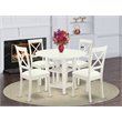 Pemberly Row 5-Piece Wood Dining Set with Leather Chairs in Linen White