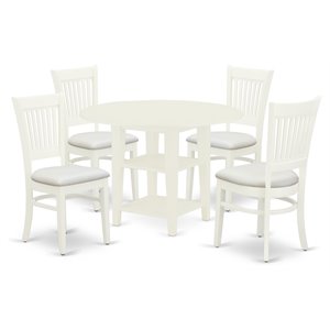 Pemberly Row 5-Piece Wood Dinette Table Set in Linen White Finish
