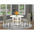 Pemberly Row 3-Pc Drop Leaf Wood Dining Set Linen White & Dark Shitake