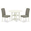 Pemberly Row 3-Pc Drop Leaf Wood Dining Set Linen White & Dark Shitake