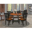 Pemberly Row 5-Pc Wood Dining Set with Slat Chairs Black & Cherry Finish