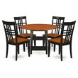 Pemberly Row 5-Pc Wood Dining Set with Slat Chairs Black & Cherry Finish
