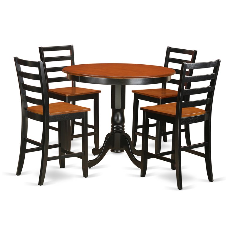 Pemberly Row 5-Piece Wood Kitchen Set in Black and Cherry Finish