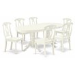 Pemberly Row 7-Piece Oval Dining Set in White Finish with Wood Seats