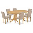 Pemberly Row 7-Piece Wood Dining Set with Oak Table and Light Fawn Chairs