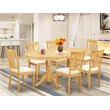 Pemberly Row 7-Piece Wood Dining Table Set with Oak Double Pedestal Base