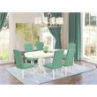Pemberly Row 7-Piece Dining Set in Linen White with Pond Finish Chairs