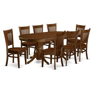 Pemberly Row 9-Piece Rubberwood Dining Set with Oval Table in Espresso