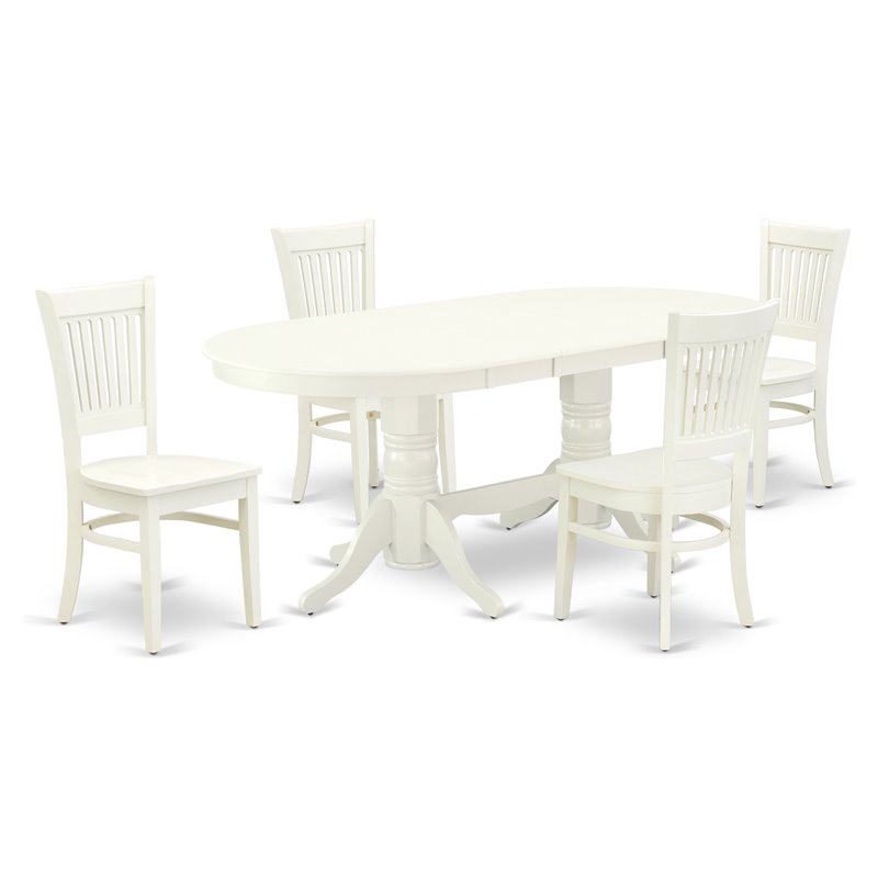 Pemberly Row 5-Piece Solid Wood Oval Dining Table Set in Linen White