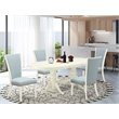 Pemberly Row 5-Piece Linen White Dining Set with Baby Blue Upholstery