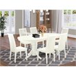 Pemberly Row 7-Piece Asian Wood Kitchen Set with Wooden Chairs in White
