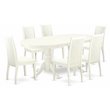 Pemberly Row 7-Piece Asian Wood Kitchen Set with Wooden Chairs in White