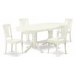 Pemberly Row 5-Piece Wood Kitchen Set with Butterfly Leaf in Linen White
