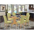 Pemberly Row 7-Piece Wood Dining Set with Upholstered Chairs in Oak