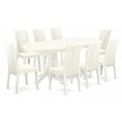 Pemberly Row 9-Piece Wood Dining Set with Butterfly Leaf in Linen White