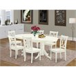 Pemberly Row 7-Piece Asian Hardwood Dining Set in Linen White Finish