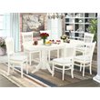 Pemberly Row 7-Piece Dining Set with Linen Seat in White Wood Finish