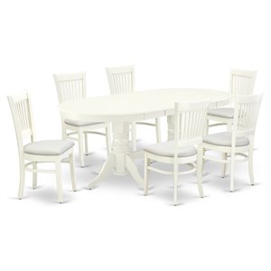 Pemberly Row 7-Piece Dining Set with Linen Seat in White Wood Finish