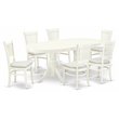 Pemberly Row 7-Piece Dining Set with Linen Seat in White Wood Finish