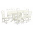 Pemberly Row 9-Piece Wood Kitchen Set with Oval Table in Linen White