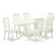Pemberly Row 7-Piece Wood Dining Set with Butterfly Leaf in Linen White