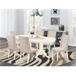 Pemberly Row 7-Piece Dining Table Set with Parsons Chairs in White & Cream