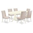 Pemberly Row 7-Piece Dining Table Set with Parsons Chairs in White & Cream