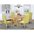 Pemberly Row 5-Piece Oak Finish Dining Set with Parson Chairs in Limelight