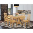 Pemberly Row 7-Piece Pedestal Dining Table Set in Oak Asian Wood