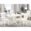 Pemberly Row 5-Piece Oval Dining Set in Asian Wood with Linen White