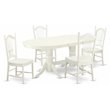 Pemberly Row 5-Piece Wood Table and Dining Chair Set in Linen White
