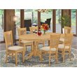 Pemberly Row 7-Piece Wood Dining Set with Oval Table in Oak Finish