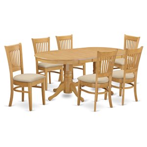 Pemberly Row 7-Piece Wood Dining Set with Oval Table in Oak Finish