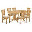 Pemberly Row 7-Piece Wood Dining Set with Oval Table in Oak Finish