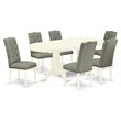 Pemberly Row 7-Piece Kitchen Table Set in Linen White and Smoke