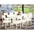 Pemberly Row 9-Piece Dining Set with Faux Leather Chairs in Linen White