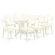 Pemberly Row 9-Piece Dining Set with Faux Leather Chairs in Linen White