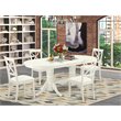Pemberly Row 5-Piece Wood Dining Set with Butterfly Leaf in Linen White