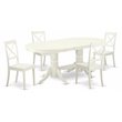Pemberly Row 5-Piece Wood Dining Set with Butterfly Leaf in Linen White
