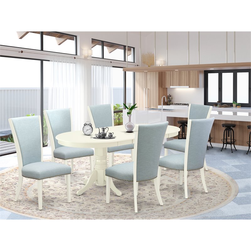 Pemberly Row 7-Piece Dining Set with Upholstered Chairs and Butterfly Leaf