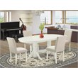 Pemberly Row 5-Piece Dining Set with Parson Chairs in Linen White/Beige