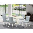 Pemberly Row 7-Piece Dining Set in Wood and Linen White/Baby Blue