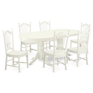 Pemberly Row 7-Piece Wood Dining Table Set in Linen White Finish