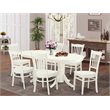 Pemberly Row 7-Piece Asian Wood Dining Set with Oval Table in Linen White