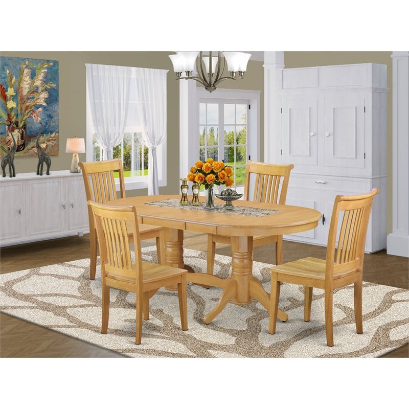 Pemberly Row 5-Piece Traditional Wood Dining Set in Oak Finish