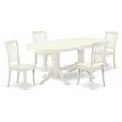 Pemberly Row 5-Piece Oval Wooden Dining Table Set in Linen White Finish