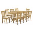 Pemberly Row 9-Piece Wood Dining Set with Oblong Table in Oak Finish