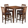Pemberly Row 5-Piece Dining Set with Faux Leather Seats in Mahogany