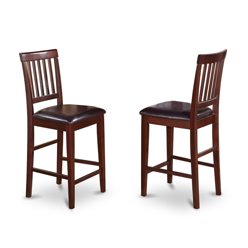 Pemberly Row 5-Piece Dining Set with Faux Leather Seats in Mahogany