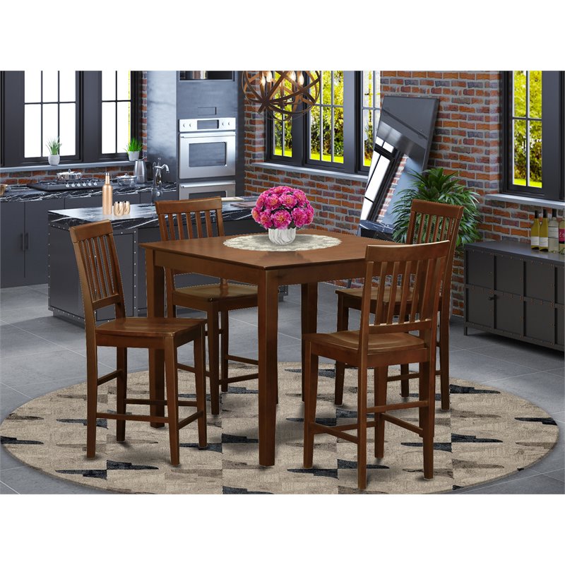 Pemberly Row 5-Piece Wood Dining Room Set with Mahogany Finish